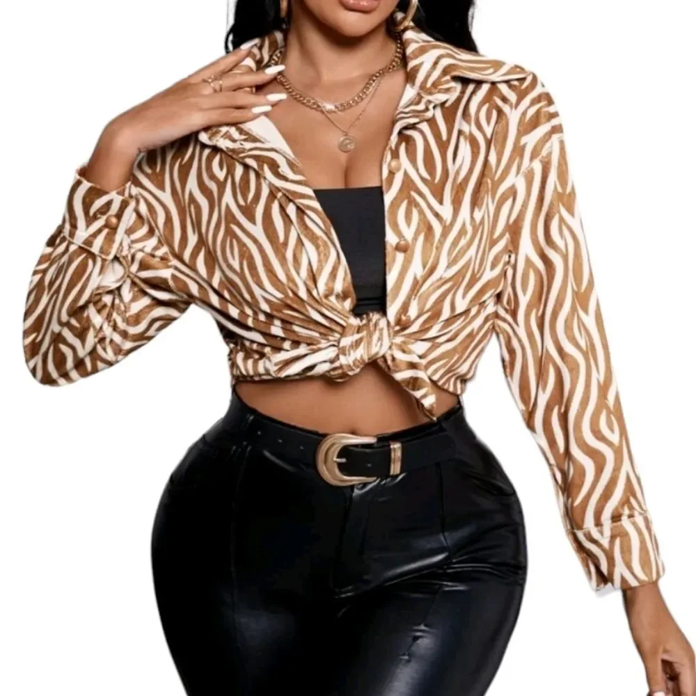 Button Down Animal Print Jacket - Picture 2 of 5